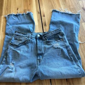 Cello High Rise Distressed Straight Leg Jeans Women’s Size 9 Raw Hem